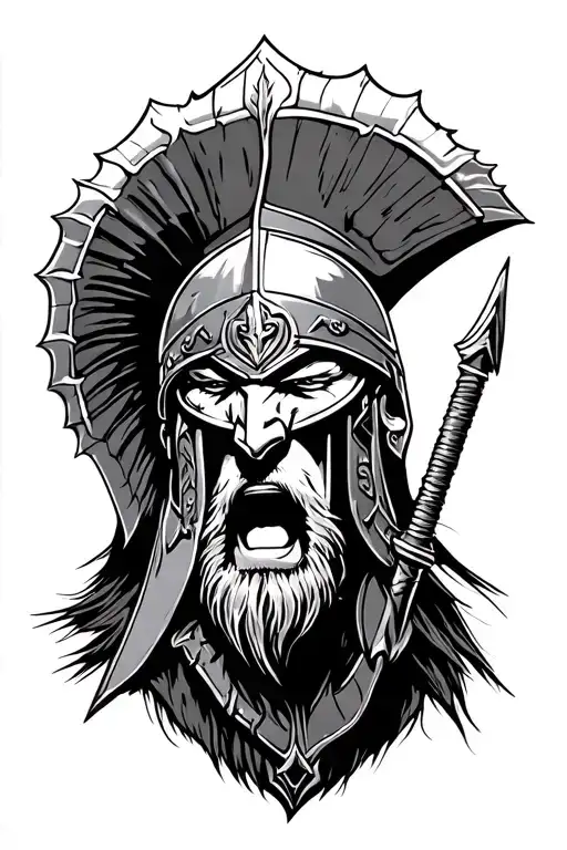 Spartan warrior fighting tattoo design idea