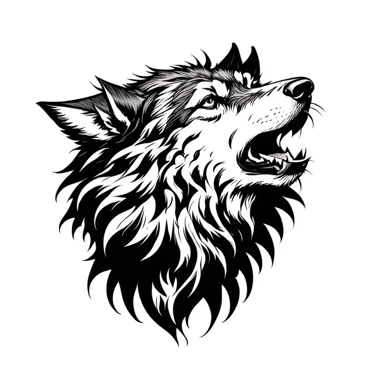 wolf howling tattoo design idea