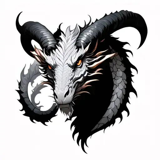 aries and dragon tattoo design idea