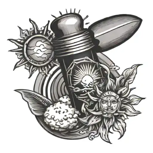 salt shaker and sun rising tattoo design idea