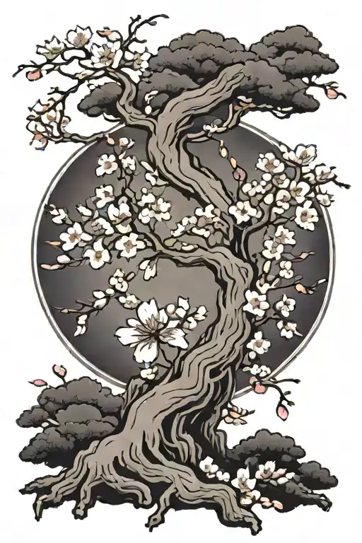 cherry blossom tree tattoo design idea