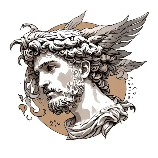 stoic virtues and greek mythology tattoo design idea