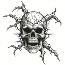 2 jawed cracked screaming skull tattoo design idea
