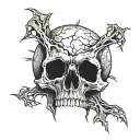 2 jawed cracked screaming skull tattoo design idea