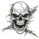 2 jawed cracked screaming skull tattoo design idea