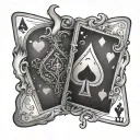 ace of hearts and queen of spades with bullet hole tattoo design idea