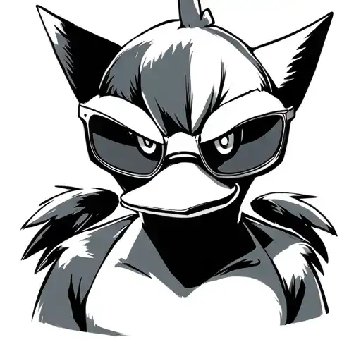 duck with the glasses of kamina from gurren lagann tattoo design idea