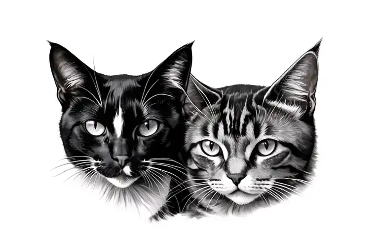 two cats including a larger tattoo design idea