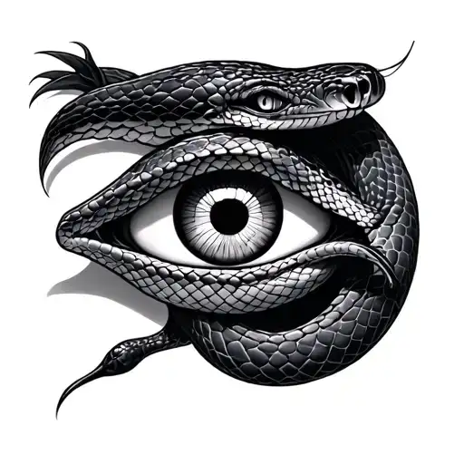 snake and eye tattoo design idea