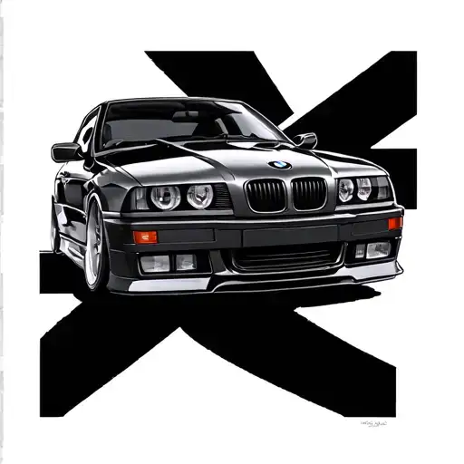 Black BMW e36 , therapy tattoo design idea