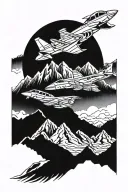 jets flying over mountains tattoo design idea