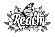 "Reach " azalea flower with butterfly tattoo design idea