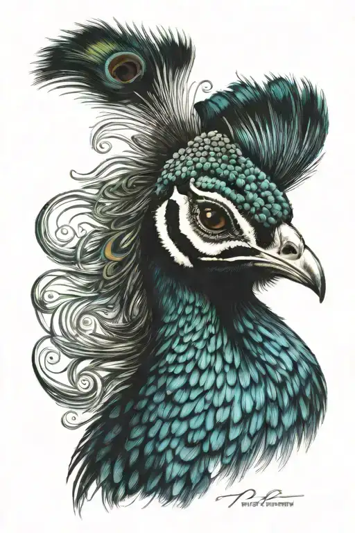 Peacock head tattoo design idea