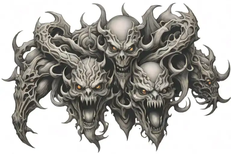 demonic multi leg tattoo design idea