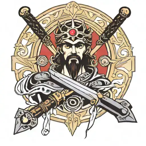 Saint Pablo Halo with Berserk Sword tattoo design idea