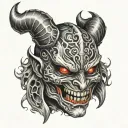 double face mask madness demon hide pretend tattoo design idea