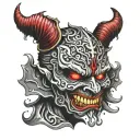 double face mask madness demon hide pretend tattoo design idea