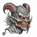 double face mask madness demon hide pretend tattoo design idea