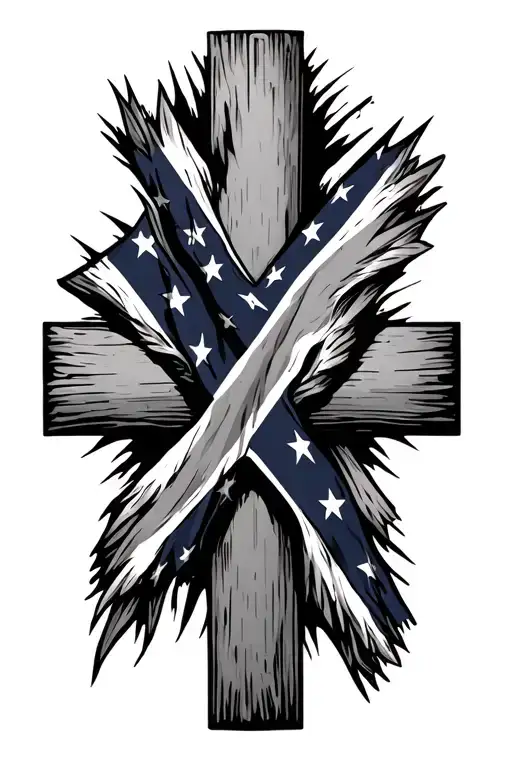 confederate flag wrapped around a cross tattoo design idea