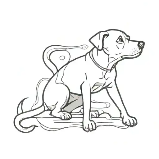 dog smoke gravity bong tattoo design idea