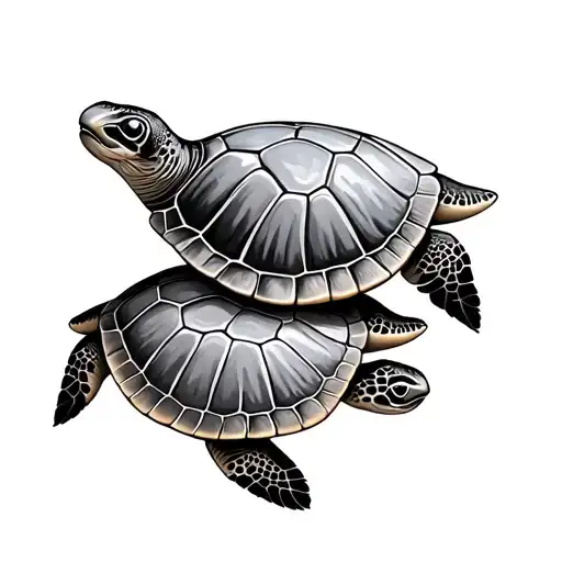 3 Baby sea turtles tattoo design idea
