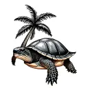 a Turtle with Palm Tree tattoo design idea