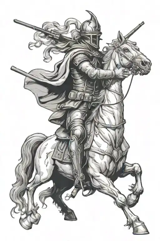 fourth horseman of the apocalypse holding a gun tattoo design idea