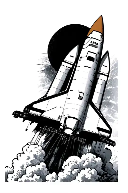 Negative Space shuttle launching tattoo design idea