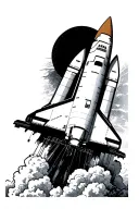 Negative Space shuttle launching tattoo design idea