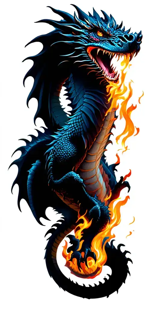 Dragon breathing fire tattoo design idea