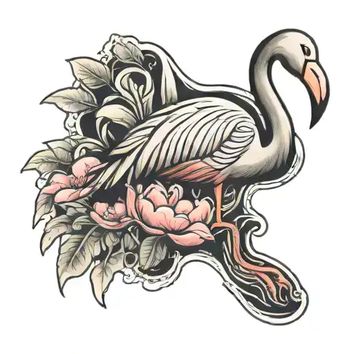 footprint with flamingo inside  tattoo design idea