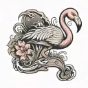 footprint with flamingo inside  tattoo design idea