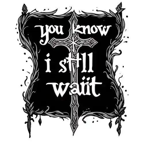 "you know i still wait " cross tattoo tattoo design idea