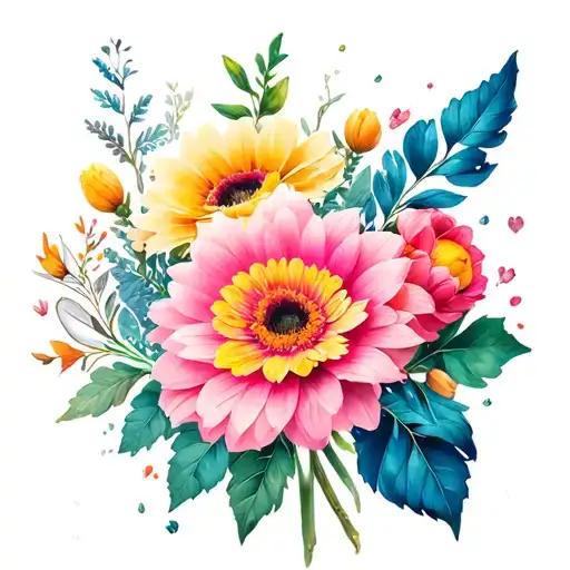 January and March birthday flowers tattoo design idea