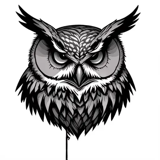 undead owl tattoo design idea