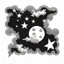 clouds stars lightning tattoo design idea