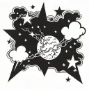 clouds stars lightning tattoo design idea