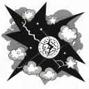 clouds stars lightning tattoo design idea