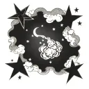 clouds stars lightning tattoo design idea