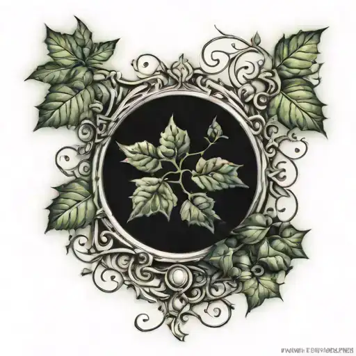 script and ivy vines tattoo design idea