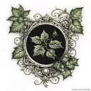 script and ivy vines tattoo design idea