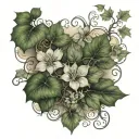 script and ivy vines tattoo design idea