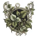 script and ivy vines tattoo design idea