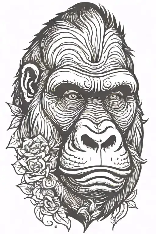 gorilla face tattoo design idea
