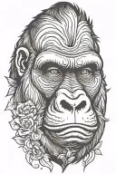 gorilla face tattoo design idea