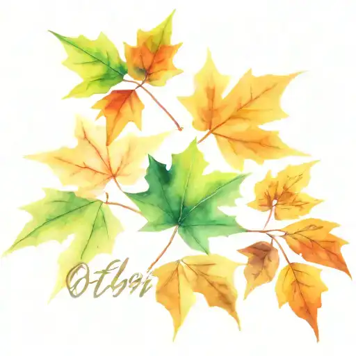 maple leaves with autumn leaves and date october 4th 2024 tattoo design idea