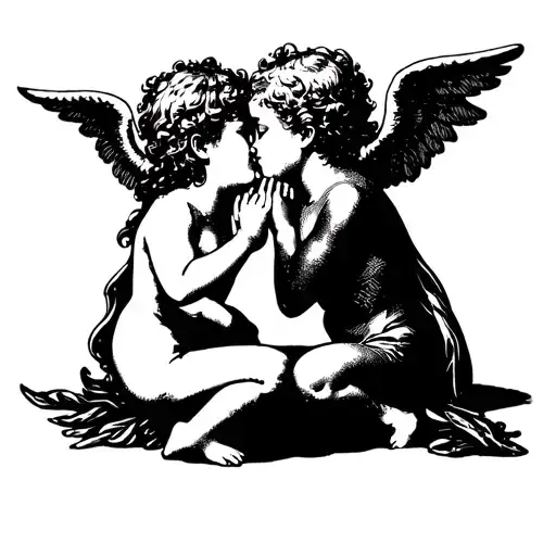 Cherub Angels Kissing tattoo design idea