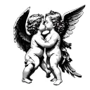 Cherub Angels Kissing tattoo design idea