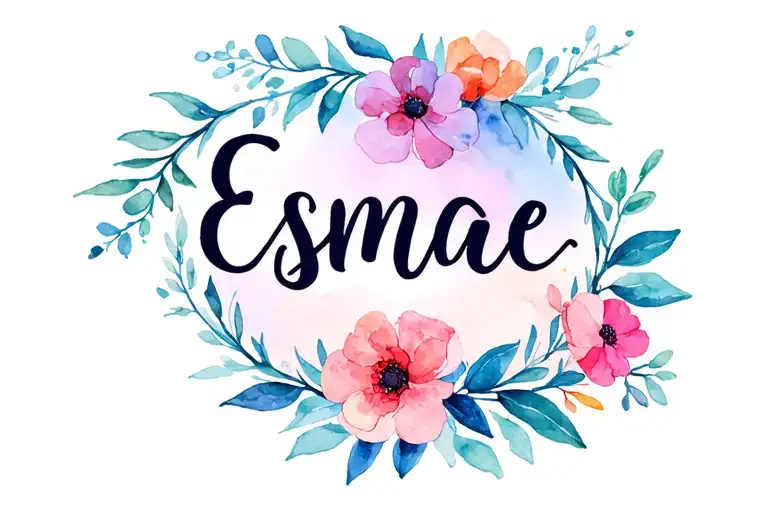 Esmae name written inside surrounded tattoo design idea