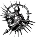 The knight whose spikes on the helmet and in the arm of the electrihitar is the adult of the arrow case, in the second hand a chain that breaks tattoo design idea